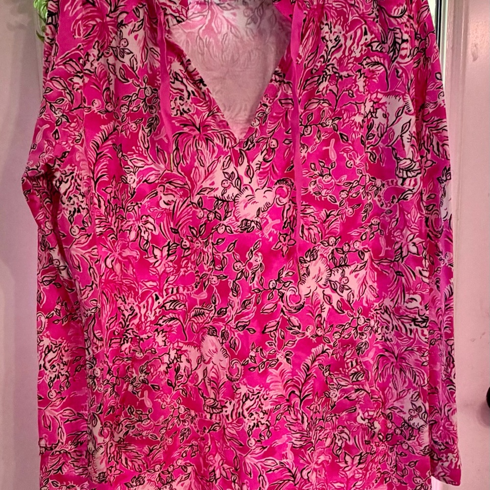 Lilly Pulitzer Hot Pink and White Floral V-Neck Dress